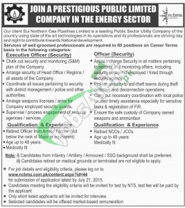 SNGPL NTS Jobs