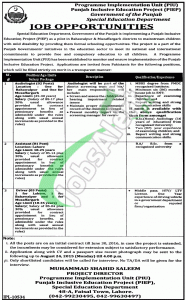 Special Education Department Punjab Jobs