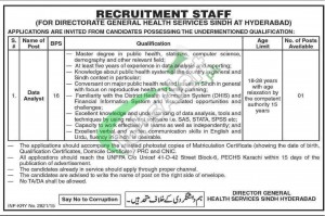 Directorate General Health Services Sindh Hyderabad Jobs