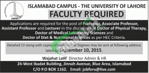 University of Lahore Islamabad Campus Jobs