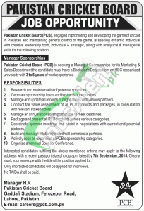 Pakistan Cricket Board Jobs