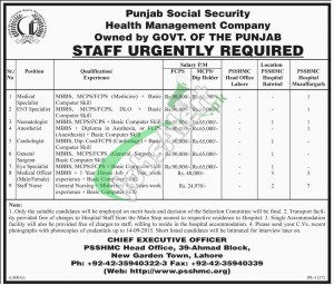 Punjab Social Security Health Management Company Jobs