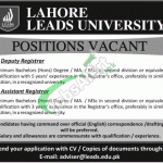 Lahore Leads University Jobs
