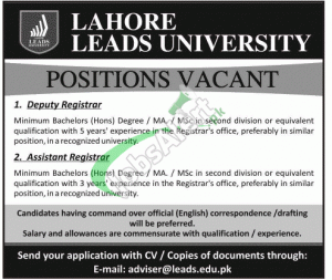 Lahore Leads University Jobs