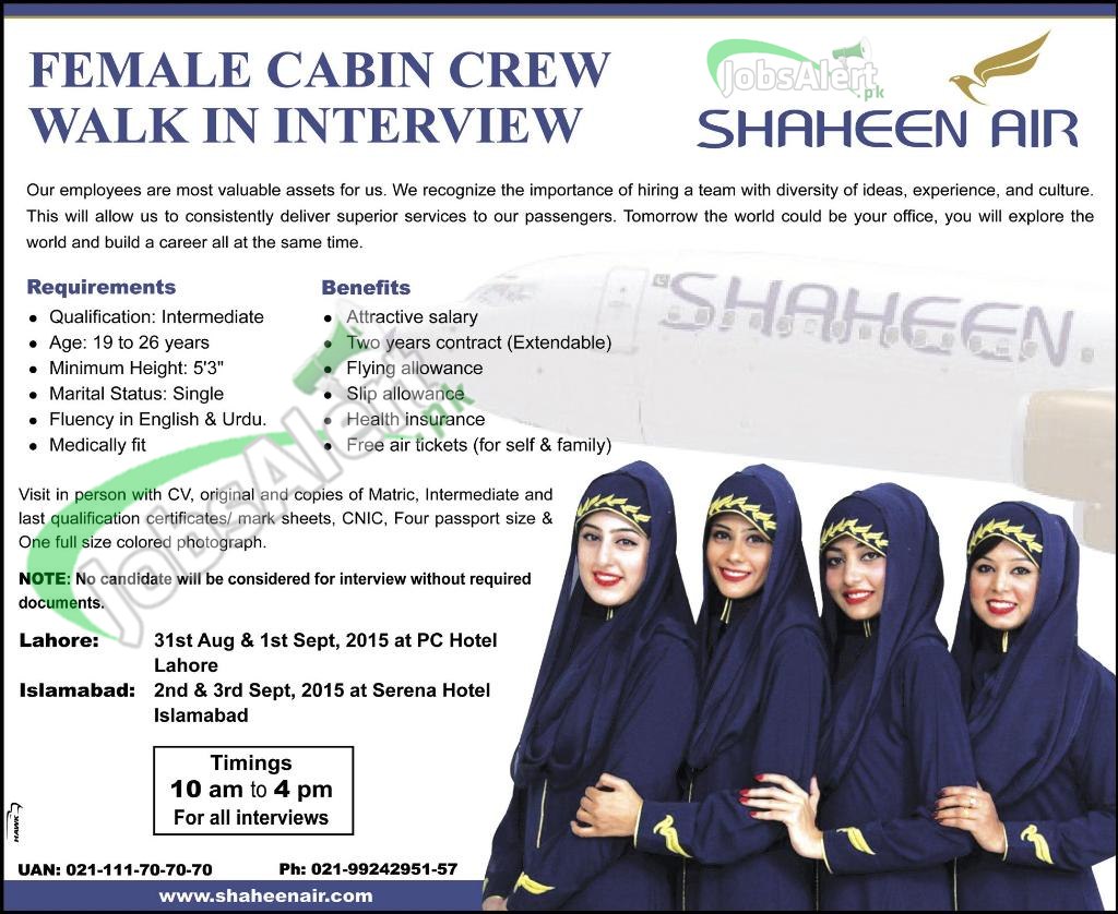 Shaheen Air Cabin Crew Jobs