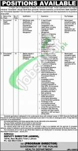 Health Department Punjab Lahore Jobs