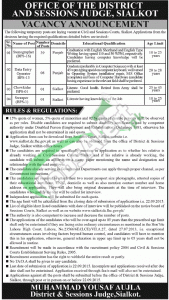 District & Session Court Sialkot Jobs