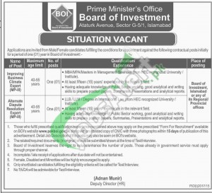 Board of Investment Pakistan Jobs