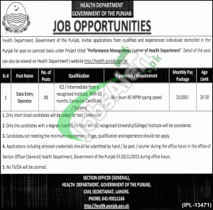 Health Department Punjab Jobs