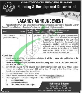 Planning & Development Department AJK Jobs