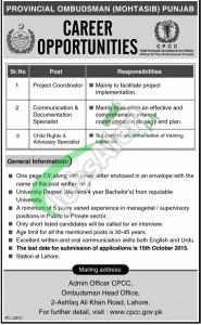 Provincial Mohtasib Punjab Jobs