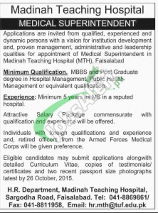 Madina Teaching Hospital Faisalabad Jobs