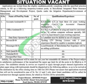 Irrigation Department Balochistan Jobs