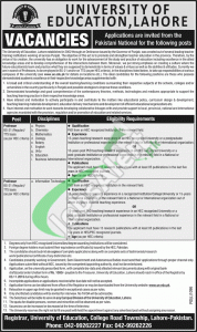 University of Education Lahore Jobs