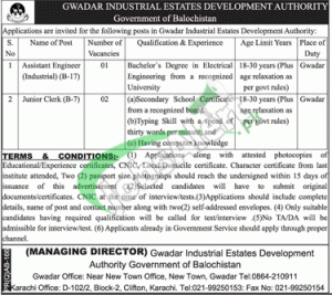 Gwadar Industrial Estate Development Authority Jobs