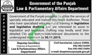 Law & Parliamentary Affairs Department Punjab Jobs