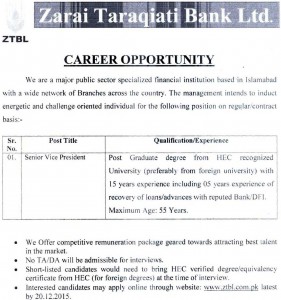 ZTBL Jobs