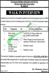 Jobs in Punjab Economic Research Institute