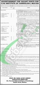 Career opportunities in Chaudhry Pervaiz Elahi Institute of Cardiology Multan