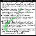 Recruitment offers in Paragon Housing Society Ltd Lahore for Assistant Manager 2016