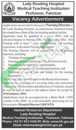 Lady Reading Hospital Job for Nursing Director 2016