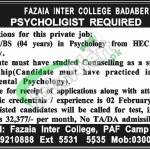 Fazaia Inter College Badaber Jobs