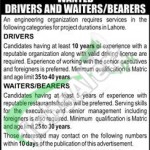 Career Opportunities in Lahore for Waiters and Drivers 2016