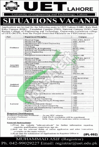 UET Lahore Jobs