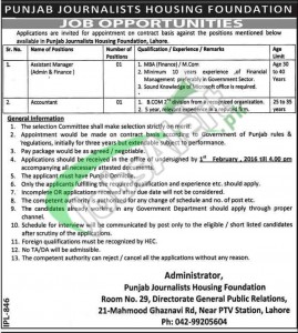 Punjab Journalist Housing Foundation Jobs