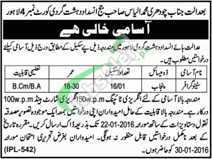 Anti Terrorism Court Lahore Jobs