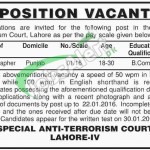 Anti Terrorism Court Lahore Jobs