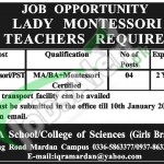 Vacancy in Iqra School and College of Sciences for Lady Montessori Teacher 2016