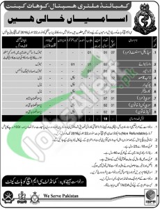 Combined Military Hospital (CMH) Job Opportunities in Kohat 2016