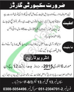Security Guard Jobs in Islamabad 2016