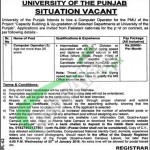 Recruitment offers in University of the Punjab for Computer Operator