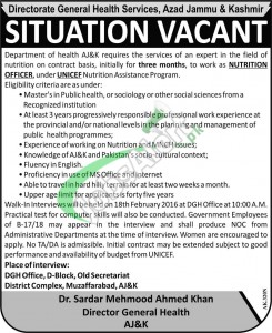 Health Department AJK Jobs