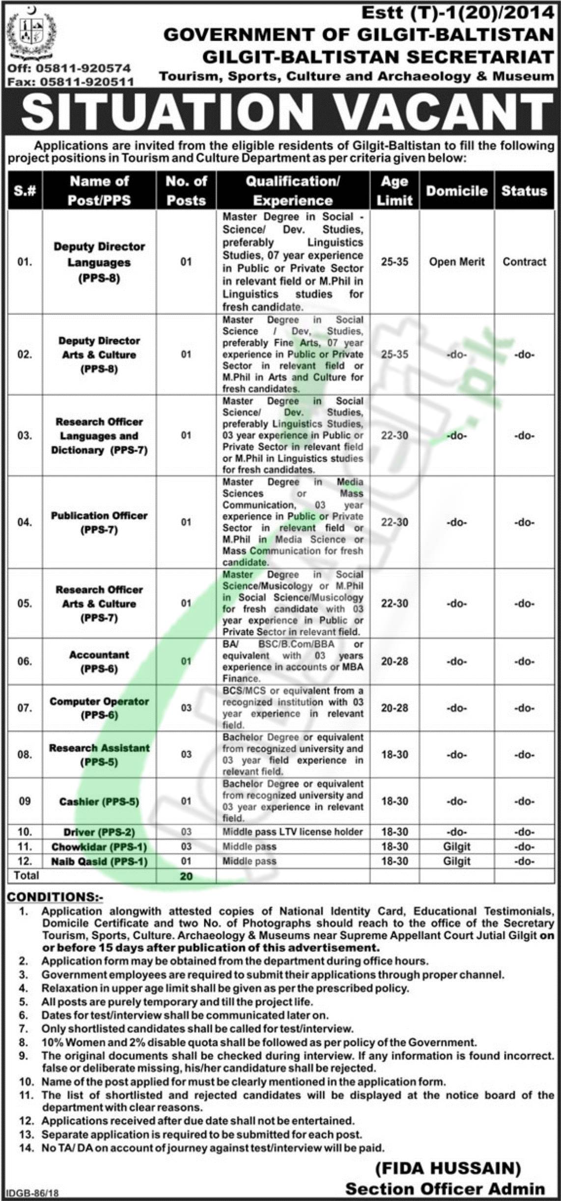 Government Jobs in Gilgit Baltistan 2018