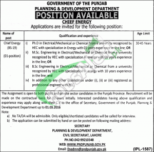 Planning & Development Department Punjab Jobs