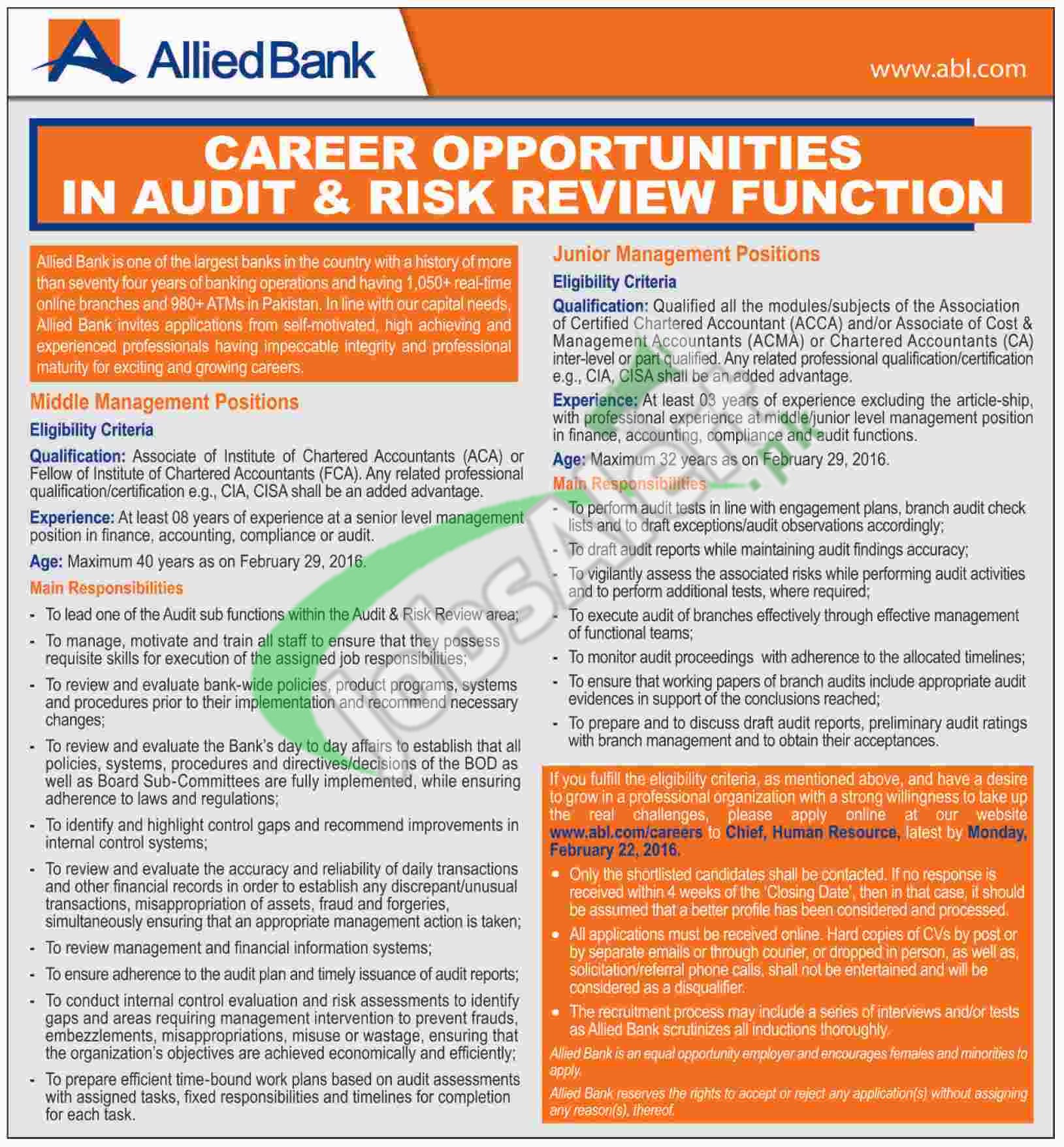 Allied Bank Jobs