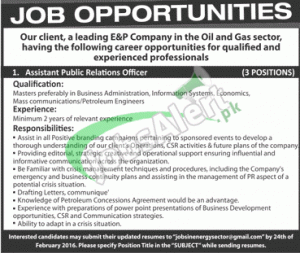 Oil and Gas Sector Pakistan Jobs