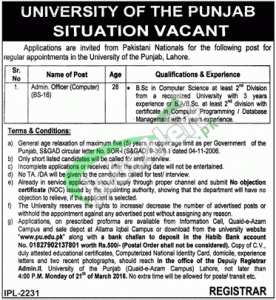 Punjab University Jobs