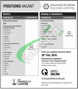 University of Lahore Jobs