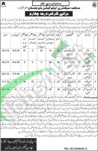 Situations Vacant in Secondary Education Department Govt of balochistan District Quetta 09 Feb 2016 Latest Advertisement