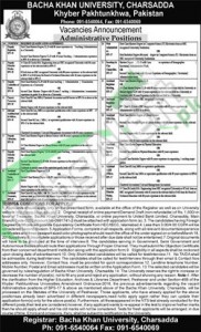 Situations Vacant in Bacha Khan University 29 February 2016 Charsadda Eligibility Criteria