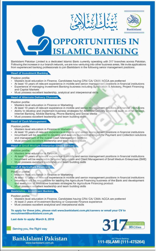 Bank Islami Jobs 2016 Apply Online www.bankislami.com.pk ...