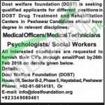 Employment Offers in Dost Welfare Foundation February 2016 Peshawar NGO Career Opportunities