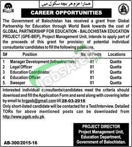 Education Department Balochistan Jobs