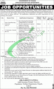 Population Welfare Department Punjab Jobs