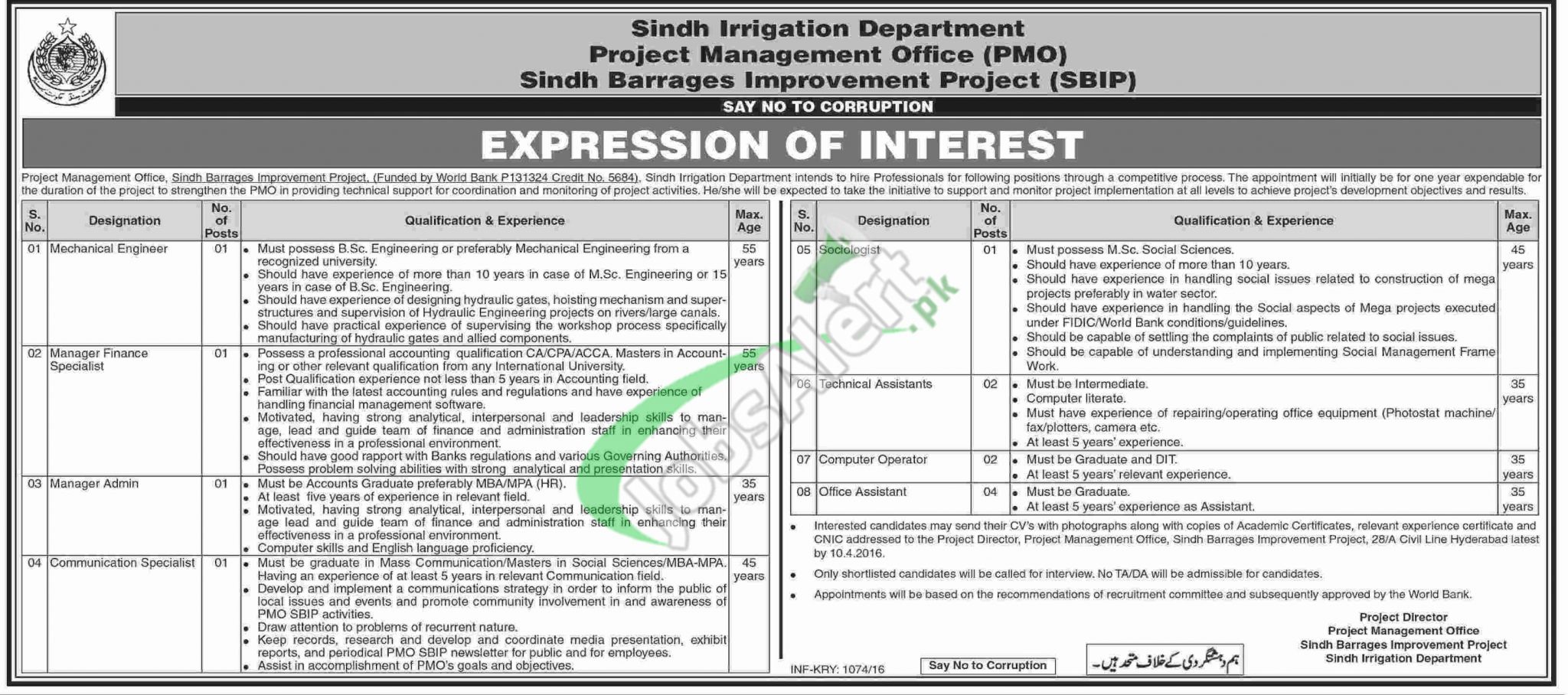 Jobs in Irrigation Department Sindh