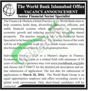 World Bank Pakistan Jobs